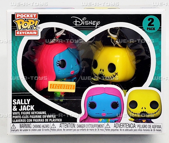Funko Nightmare Before Christmas Sally & Jack Black Light Pocket Pop 2 Pack
