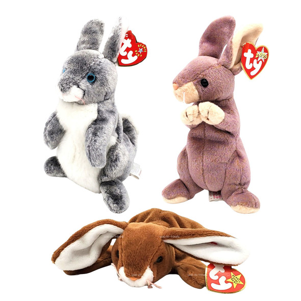 Ty Beanie Babies Lot of 3 Easter Rabbits Ears, Hopper, and Springy