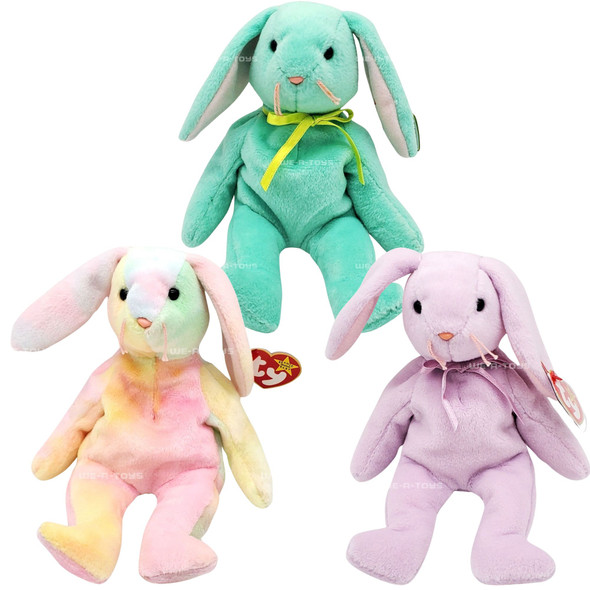 Ty Beanie Babies Lot of 3 Easter Rabbits Floppity, Hippity, and Hippie Plush