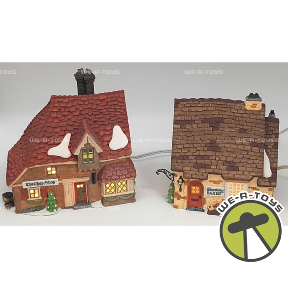 Department 56 The Chop Shop & Wrenbury Baker Lot of 2 Lighted Buildings 58331