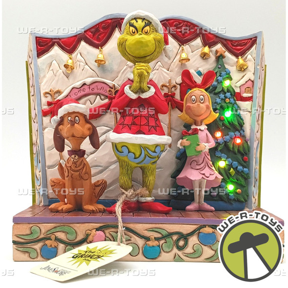Grinch With Max and Cindy Storybook Figurine With Lights by Jim Shore Dr. Seuss