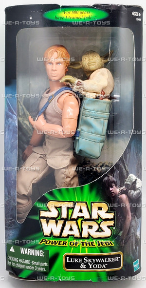 Star Wars Power of the Jedi 12" Luke Skywalker & Yoda Figures 2001 Hasbro 32486