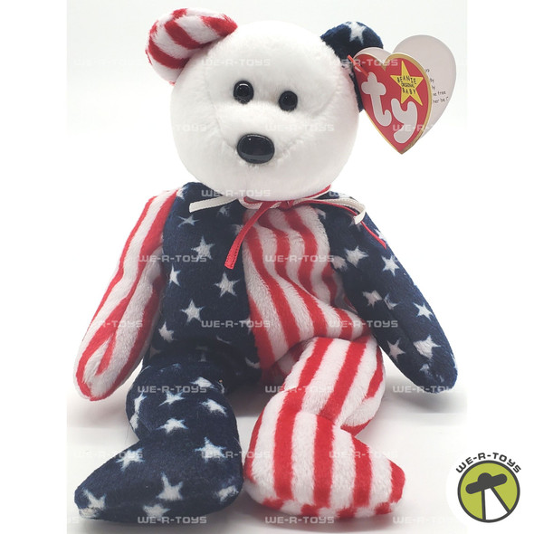 Ty Beanie Babies Spangle the Bear White Face Plush 1999