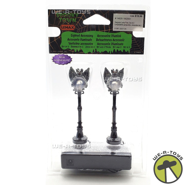 Lemax Gargoyle Lamp Post Halloween Village Set of 2 #14829