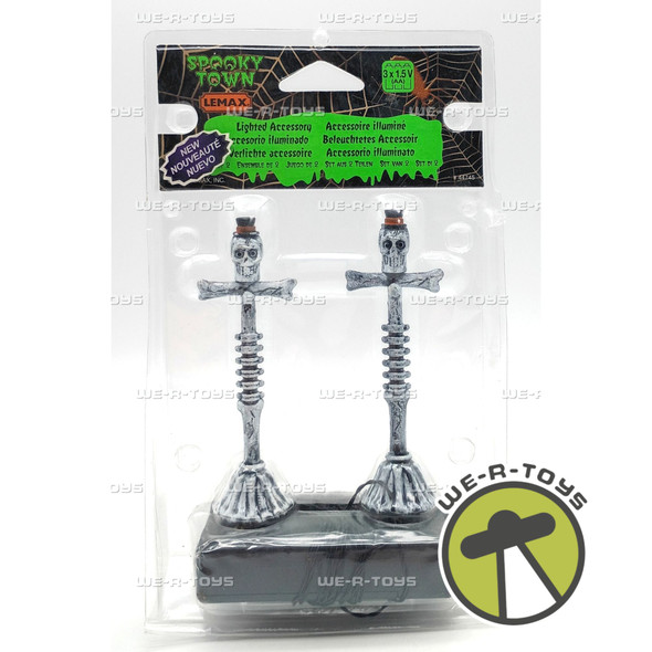 Lemax Spooky Town Scary Lamp Post Set of 2 Battery Operated Lighted Accessories