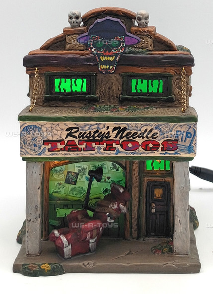 Department 56 Rusty's Needle Tattoos Snow Village Halloween Lighted Building