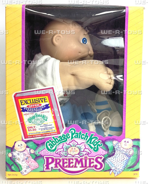 Cabbage Patch Kids Preemie Baby Boy Doll Blue Outfit 1991 Hasbro 3870
