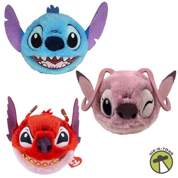 Ty Beanie Bouncers Disney Stitch Angel and Leroy Lot of 3