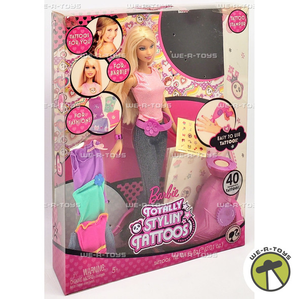 Totally Stylin' Tattoos Barbie Doll with Tattoo Stamper 2008 Mattel 67395