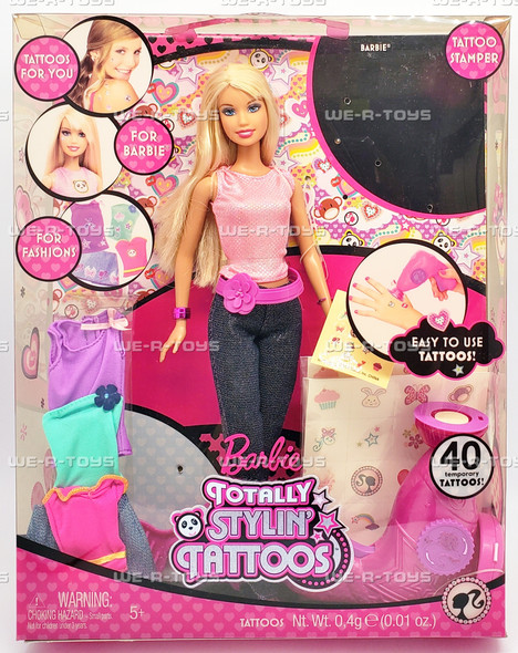 Totally Stylin' Tattoos Barbie Doll with Tattoo Stamper 2008 Mattel 67395