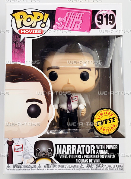 Funko POP Movies Fight Club Narrator with Power Animal 919 Vinyl Figure Chase