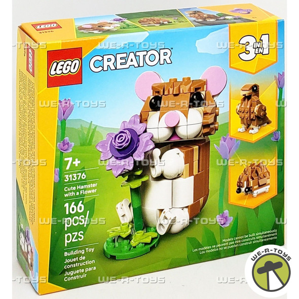LEGO Creator 3 in 1 Cute Hamster with a Flower 166 Piece Building Toy 31376