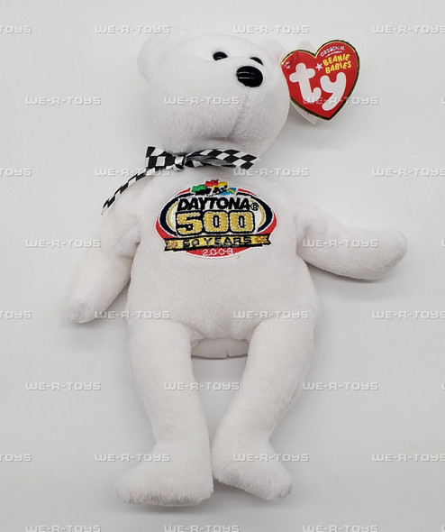 Ty Beanie Babies Racing Gold the White Bear NASCAR Daytona 500 Plush 2008