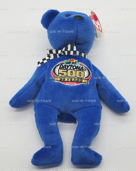 Ty Beanie Babies Racing Gold the Blue Bear NASCAR Daytona 500 Plush 2008