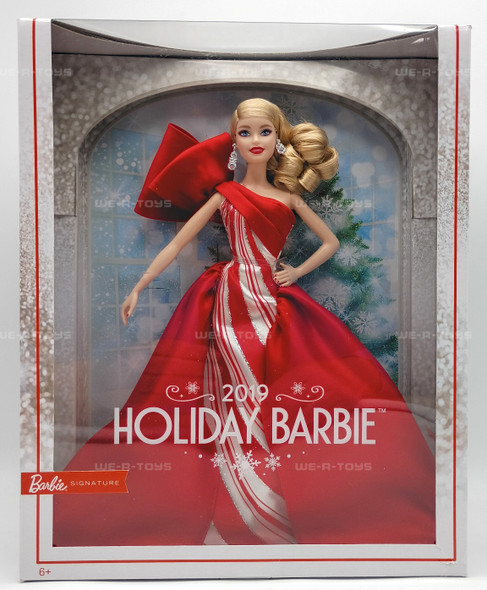 2019 Holiday Barbie Doll Barbie Signature 2018 Blonde In Red Gown Mattel FXF01