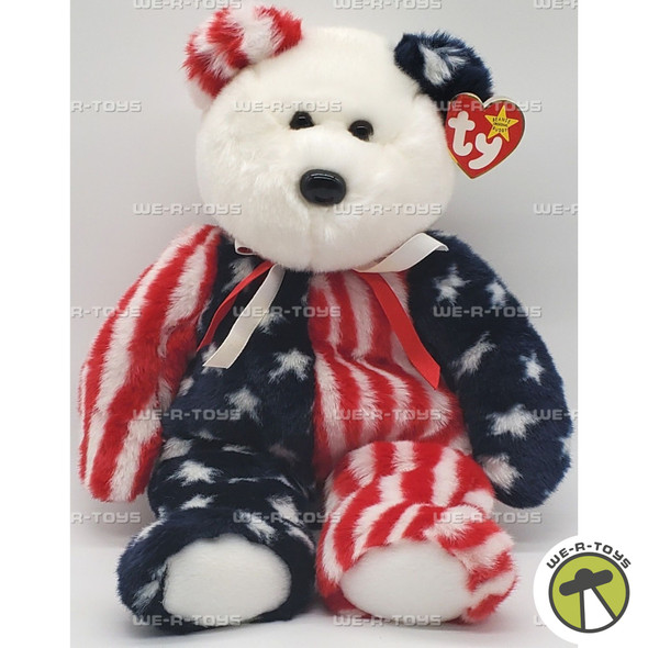 Ty Beanie Buddies Spangle the Bear Plush White Head Version 1999