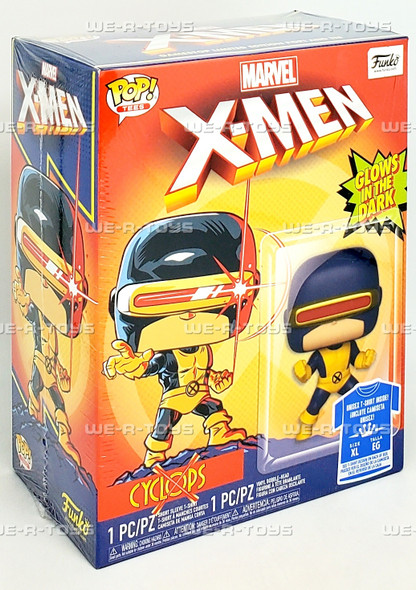Funko POP Tees Marvel X-Men Cyclops XL T-Shirt and Glow Bobble Head Figure
