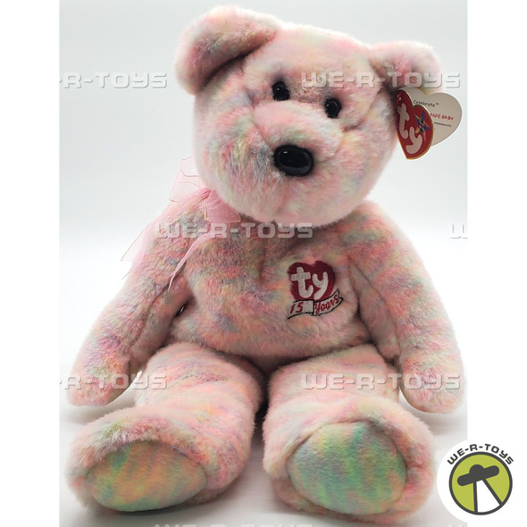 Ty Beanie Buddy Celebrate the Bear 15 Year Anniversary Pink Plush 2001
