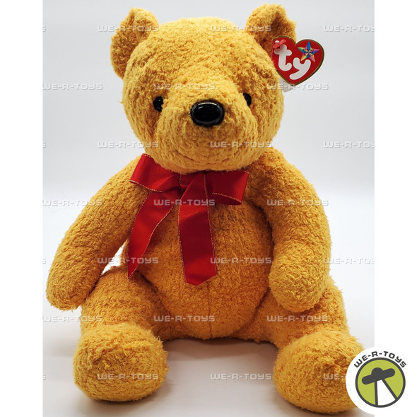 Ty Beanie Buddy Poopsie the Yellow Bear with Red Ribbon Plush 2001