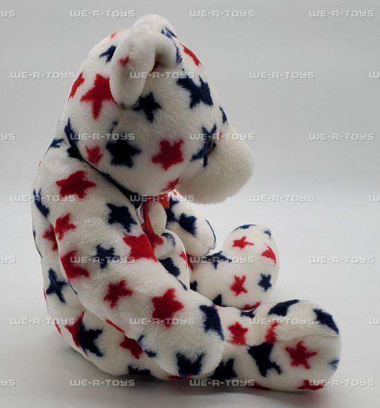 Ty Beanie Buddy White the Bear with Blue and Red Stars Plush
