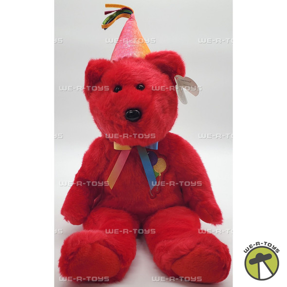 Ty Beanie Buddy Happy Birthday the Red Bear with Multicolor Party Hat Plush 2007