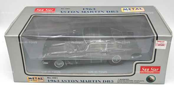 Sun Star 1963 Aston Martin DB5 1:18 Scale Black Metal Die-Cast Vehicle #1001
