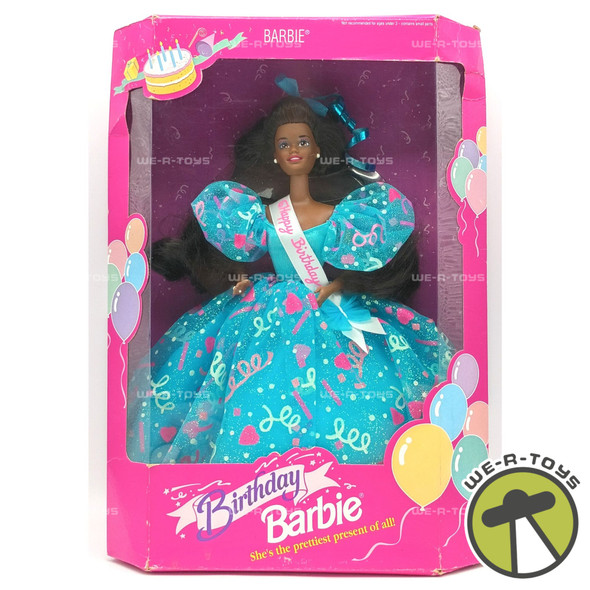 Birthday Barbie African American Barbie Doll In Aqua Fashion 1993 Mattel #11334