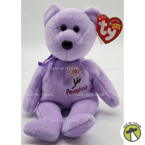 Ty Beanie Baby Pennsylvania Mountain Laurel the Bear Purple Plush