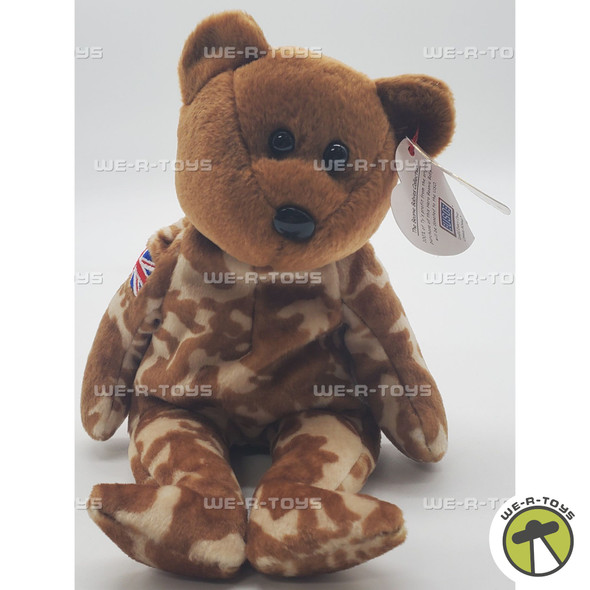 Ty Beanie Baby HERO the Bear United Kingdom Exclusive Camo Plush 2003
