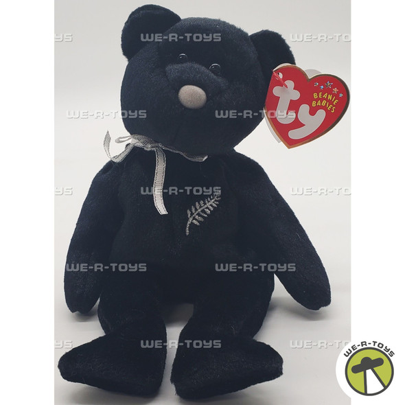 Ty Beanie Baby Ferny the Bear New Zealand Exclusive Black Plush