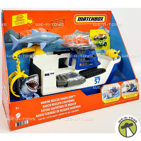 Matchbox Marine Rescue Shark Ship Playset 2023 Mattel FXV86