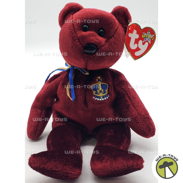 Ty Beanie Baby Buckingham the Bear UK Exclusive Maroon Plush 2000