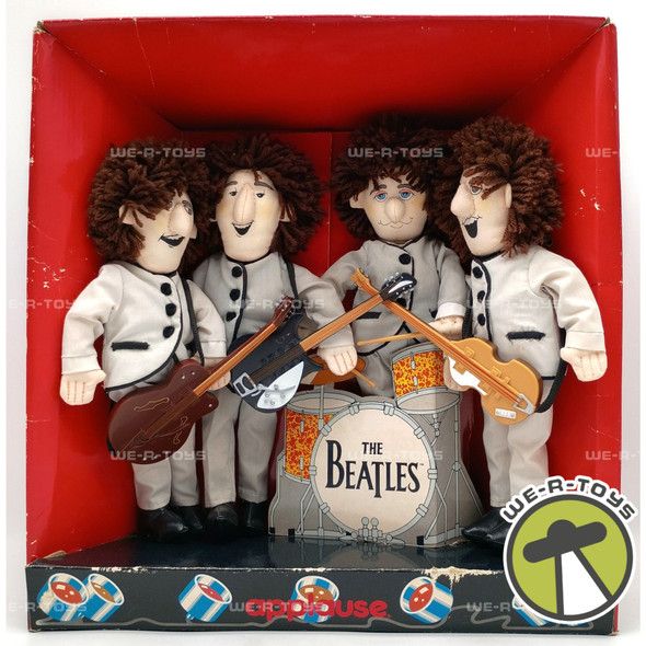The Beatles Beginnings Set of 4 Plush Figures With Instruments 1989 Applause