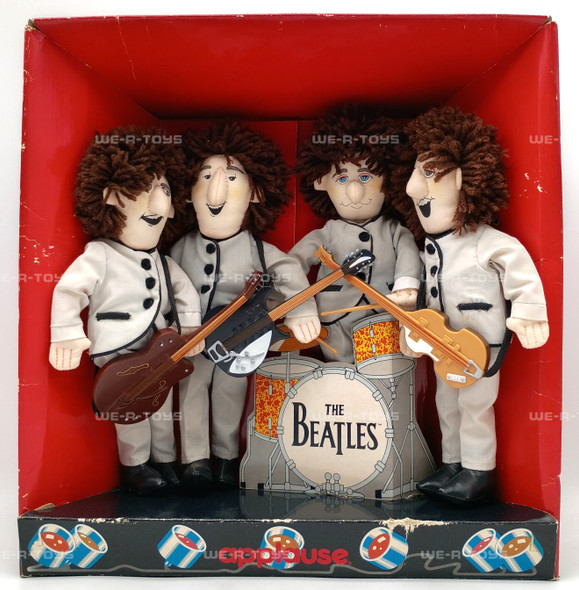The Beatles Beginnings Set of 4 Plush Figures With Instruments 1989 Applause