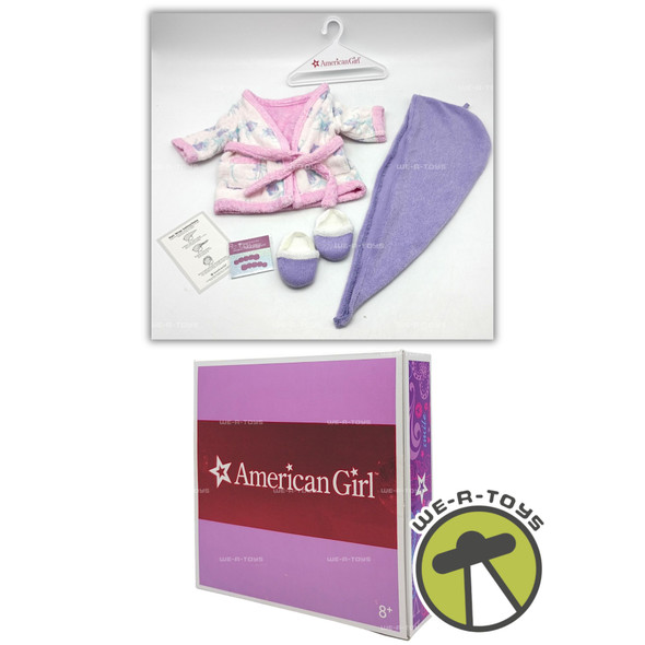American Girl Bathrobe & Hair Wrap Doll Fashions Set Slippers & Polish Stickers