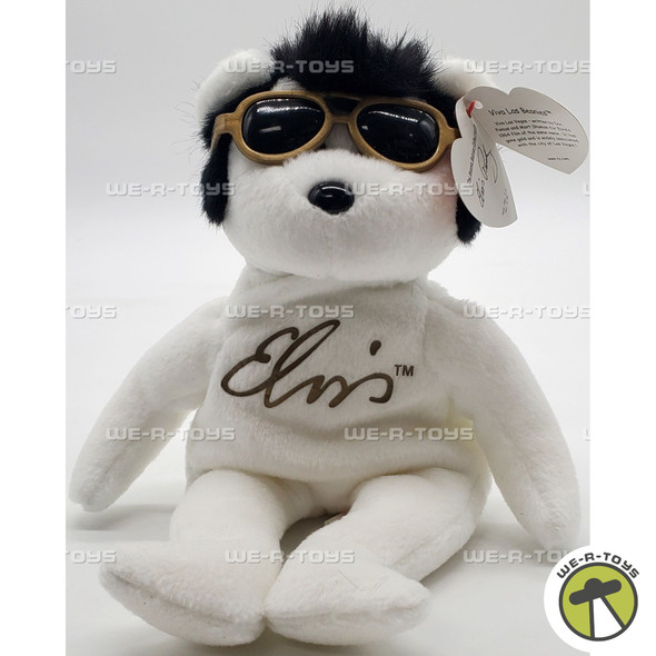 Ty Beanie Baby Viva Las Beanies Elvis Presley Bear White Plush 2008