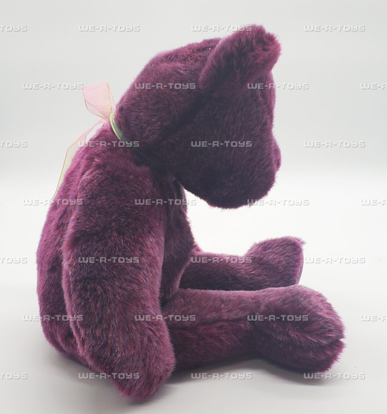 Ty Beanie Buddy 2000 Signature Bear Purple with Heart Patch Plush