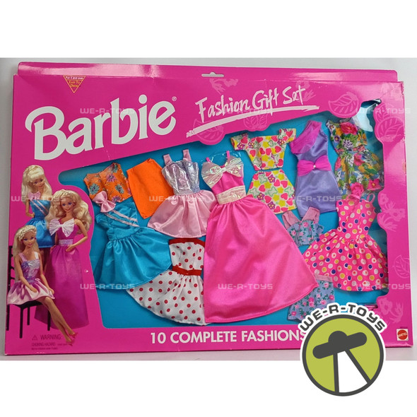Barbie Fashion Gift Set 10 Complete Fashions Dresses & Skirt Outfits Mattel 1995