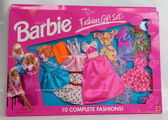 Barbie Fashion Gift Set 10 Complete Fashions Dresses & Skirt Outfits Mattel 1995