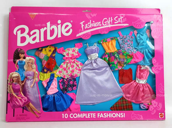 Barbie Fashion Gift Set 10 Complete Fashions Dress & Skirt Fashions Mattel 1995