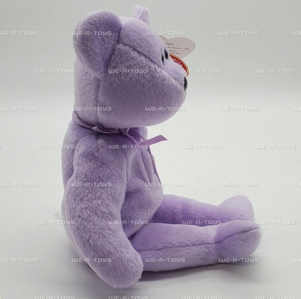 Ty Beanie Baby I Love Georgia the Bear with Purple Ribbon Plush 2004