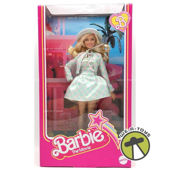 Barbie The Movie Barbie Doll Blonde In Plaid Fashion Hat & Sandals 2023 Mattel