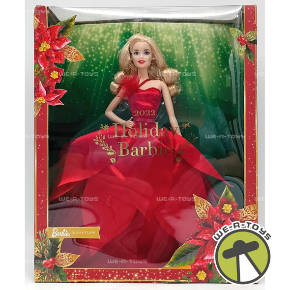 2022 Holiday Barbie Doll Barbie Signature Blonde In Red Gown 2021 Mattel HBY06