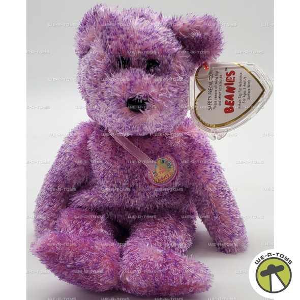Ty Beanie Baby Dabbles the Bear with Purple Ribbon Plush BBOM