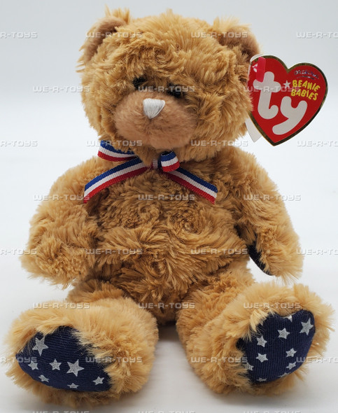 Ty Beanie Baby Uncle Sam the Bear with White Nose Independence Day Plush 2007