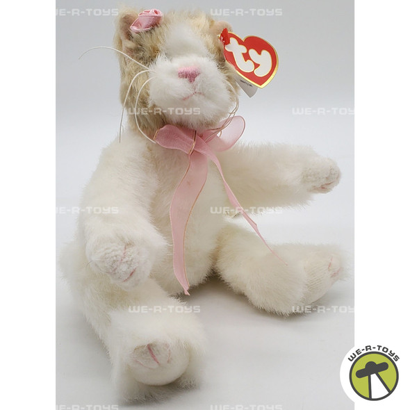 Ty Attic Treasures Adelaide the Cat with Pink Ribbon Jointed and Poseable Plush