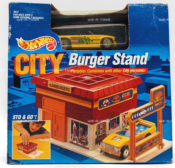 Hot Wheels City Burger Stand Portable Playset with 1 Hot Wheels Car 1990 Mattel