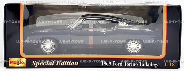 1969 Ford Torino Talladega Die Cast Navy with Matte Black Hood Maisto 31616