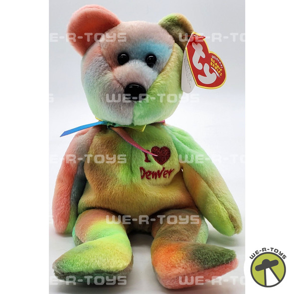 Ty Beanie Baby I Love Denver the Bear Tie Dye Plush 2004
