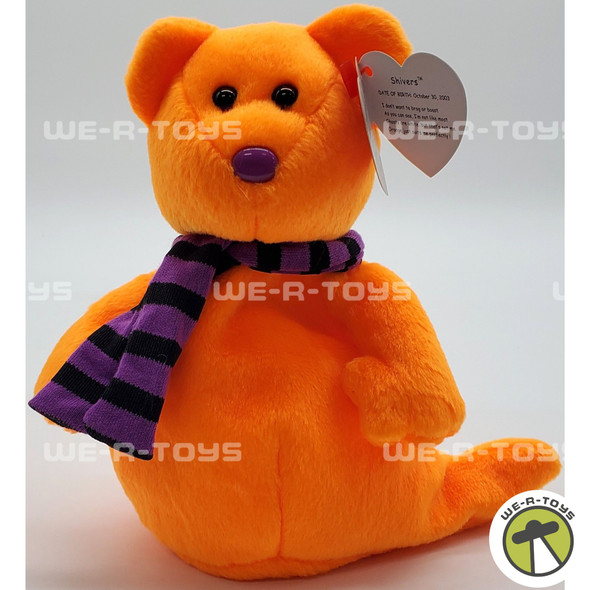 Ty Beanie Baby Shivers the Ghost Bear Halloween Plush